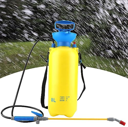 Generic Atomizador Pulverizador Manual de 8L con Agarre Cómodo, Fácil de Cerrar para Plantas, árboles Frutales, Plástico Amarillo