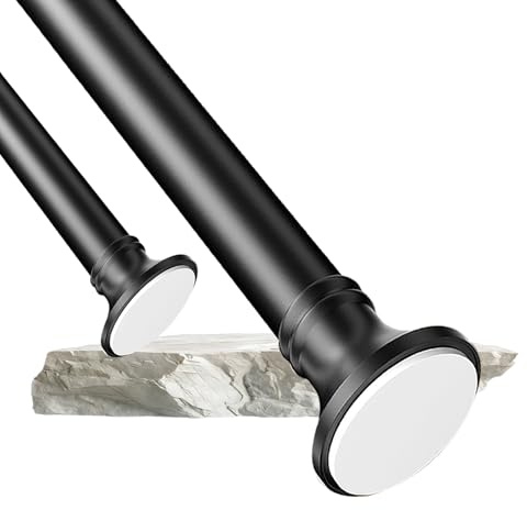 Gardinenstange Ohne Bohren 1m 2.5m 3m 4m 5m Teleskopstange Zum Klemmen Ausziehbar Duschstange Duschvorhangstange, Gardinenstange Klemmstange Spannstange Vorhangstange(Schwarz,210-300cm)