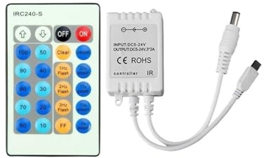 Contrôleur LED monochrome IR 24 touches, bande lumineuse 5050 avec guirlande lumineuse, variateur de dégradé stroboscopique