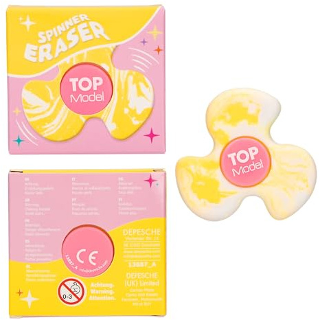 TOPModel Spinner suddgummi i 4 färger, fidget-spinndesign, roterande suddgummi (ingen uppsättning)