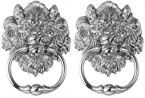 MINAOLULUS Löwen Türklopfer aus Zinklegierung in Silber, 2 Stück