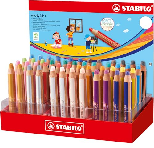 STABILO 880/48–1 Woody 3 in 1 Pen – sortiert Farben (48 Stück)