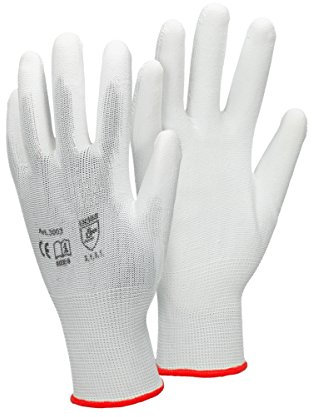 ECD Germany 4 Paar Arbeitshandschuhe mit PU-Beschichtung, Größe 7-S, Weiß, atmungsaktiv, rutschfest, robust, Mechanikerhandschuhe Montagehandschuhe Schutzhandschuhe Gartenhandschuhe Handschuhe