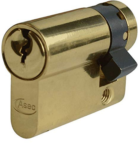 Asec Euro Half Cylinder With Adjustable Cam - 6 Pin - 45mm (35/10) Polished Brass