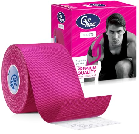 CureTape Sports 5 cm x 5 m - Kinesiologie Tape extra stark - Kinesiotape Sport Tape wasserfest, schweißresistent & latexfrei - Physio Tape für Muskel- und Gelenkunterstützung bei Sport - Rosa