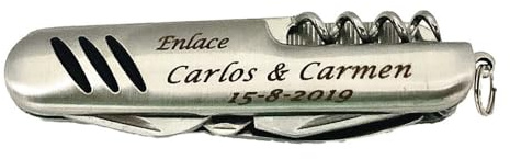 regalo grabado - Personalisierte Mehrzweckmesser | Gravur mit Text und Logo | Edelstahl | Inklusive Gürteltasche | Ideal für Veranstaltungen, Hochzeit, Kommunion, Taufe | 15 Stück