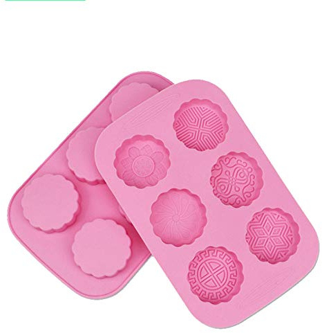 POFET 2 stampi per sapone, 6 stampi per sapone fatti a mano in silicone rotondo a cavità