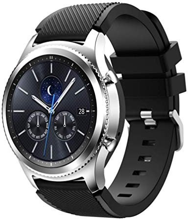 20mm Band Kompatibel für Samsung Galaxy Watch Active/Active 2 (40mm/44mm)/4/4 Classic/3 41mm/42mm, Silikonarmband Schwarz