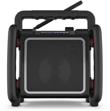 PerfectPro Radio de Chantier TEAMBOX, réception Dab+ et FM, Bluetooth, entrée AUX et USB, Batterie intégrée, résistante aux Chocs, Chargeur et Batterie au Lithium, IP65, TBX2