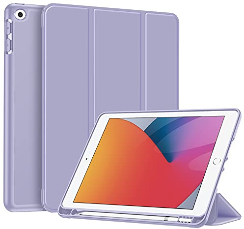 Fintie Hülle für iPad 9./8./7. Generation (10,2 Zoll, 2021/2020/2019) | Schutzhülle mit Stifthalter, Weiche Rückabdeckung, stoßfester Schutz & Auto Sleep/Wake für iPad 10.2 Zoll, Pastellviolett