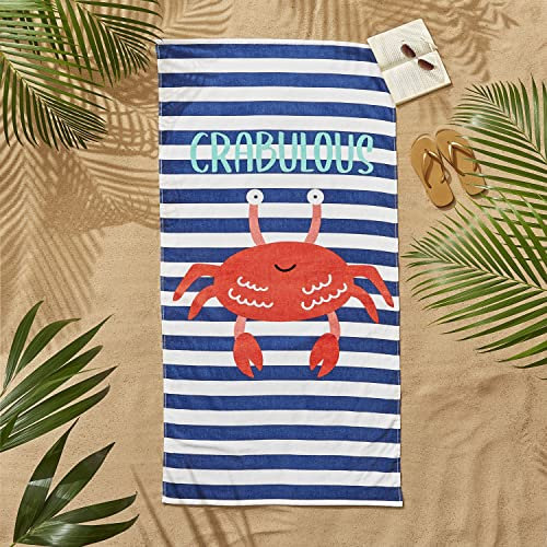 Catherine Lansfield Crabulous Beach Towel Blue