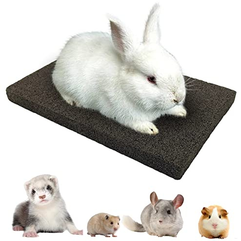 BNOSDM Rabbit Grinding Claw Pads Bunny Scratch Foot Pads Natural Hamster Lava Stone for Teeth Grinding Black Guinea Pig Scratching Board Chew Toy for Ferret Chinchilla Mouse