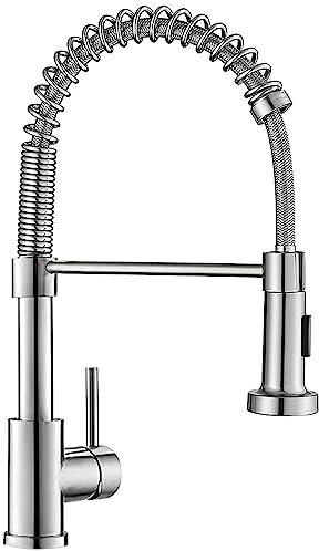 APPASO Wasserhahn Küche, Edelstahl Hochdruck Küchenarmatur mit Feder, Spültischarmatur Küche mit 360°Schwenkbar, Heiß & Kalt Verfügbar Mischbatterie Küche, Gebürstet Edelstahl & 2 Sprühmodi