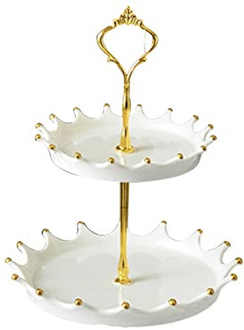 Espositore per dolci e frutta, Supporti Per Torta A 3 Piani A Tenuta Piatto Da Portata, 2 Tier Cheesecake Carrier, Display Per Dessert Stand Per Guarnizioni Per Vacan(Size:26.5*26.5*25cm,Color:bianco)