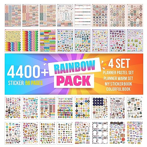 colortouch Planer Stickers Set - 4400+ Stück, 56 Blatt Aufkleber für Monatsplaner - Scrapbook Sticker Fotoalbum für Kalender, Planner, Organizer, Agenda, Journal, Notizbuch, Bullet Journal - Saisonal