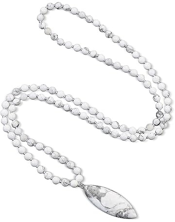 COAI Mala-halsband 108 stenpärlor dam herr, 86 cm, Sten, Howlit