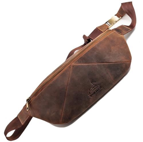 Fa.Volmer ® Umhängetasche für Herren und Damen aus echtem Leder - Sling Bag, Crossbody Bag, Brusttasche, Schultertasche