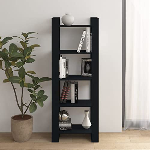 BUKSCYJS BüCherturm Freistehend,BüRo-BüCherregalebüCherregal/Raumteiler Schwarz 60x35x160 cm Massivholzgeeignet FüR Wohnzimmer, Schlafzimmer, Arbeitszimmer, Korridor