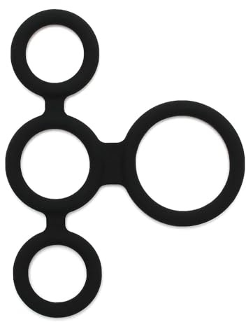 Rimba Latex Play - Quatro Cock Ring and Ball Splitter Black