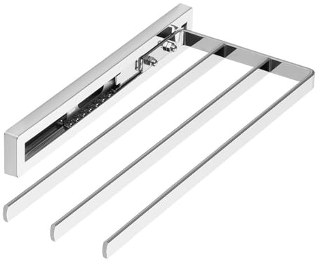 SOTECH estraibile STYLE a 3 bracci, cromo lucido 325 mm estensione 145 mm | Portasciugamani per montaggio laterale su lavabo in bagno e cucina