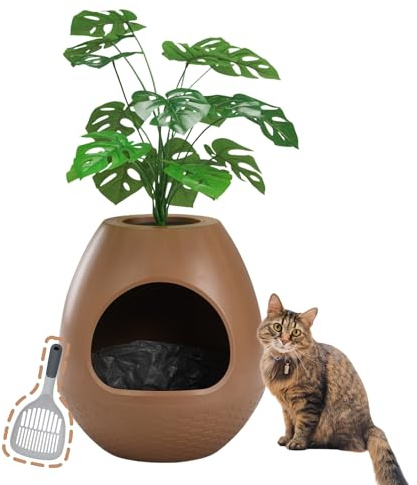 Katzenklo als blumentopf, multifunktionale Litter Box mit Deckel und Pflanze, versteckt katzentoilette, für die meisten Katzen geeignet, die ideale Wahl für Apartments und Büros (braun)