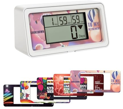 5 Papierkarten-YOOREAL 9999 Tage Digitaler Countdown Tage Timer Countdown mit Hintergrundbeleuchtung Summer Alarm für Ruhestand Urlaub Hochzeit Weihnachten Neues Baby Klassenzimmer Labor Küche Kochen