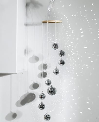 AceList Palla da discoteca decorazione Sun Catcher Hanging Spiral Spinner 89,9 cm fatto a mano design a spirale con grandi palline da discoteca per finestra, casa, festa, matrimonio, compleanno