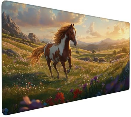 Dunkelgrün Mauspad 1200 x 600 x 3 mm, XXL Gaming Mauspad Pferd, Verlängertes Groß Mauspad Schreibtischauflage, Wasserdicht Mauspad, Genähte Kanten Mauspad, Rutschfeste Gummibasis, Mauspad Gamer Y-145