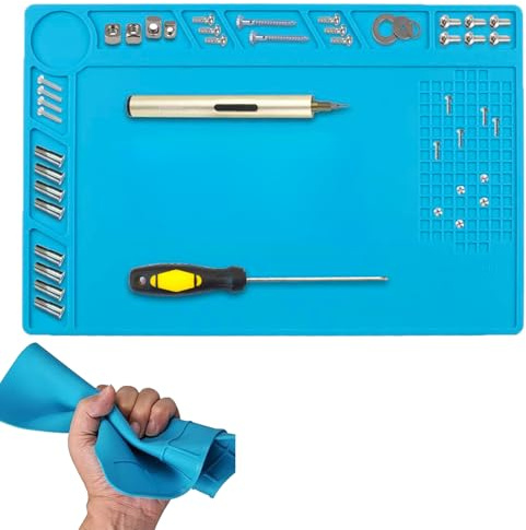Lötmatte, Lötarbeitsmatte mit Skala, Hitzebeständige Lötmatte, Antistatische Reparatur Matte, Flexible Schweißunterlage, Silikon Schweißunterlage, Verwendet für Mobiltelefone, Kameras (34x23cm)