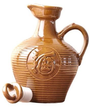 SECFOU Ceramic Hip Flask Antique Handle Design Portable Wine Jug for Outdoor Use Multi-Function Household Wine Container