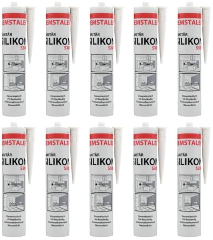 10x Remstaler SANITÄR SILIKON 300ml | Wasserdicht | für Innen- und Außenbereich | weiß und transparent (weiß)