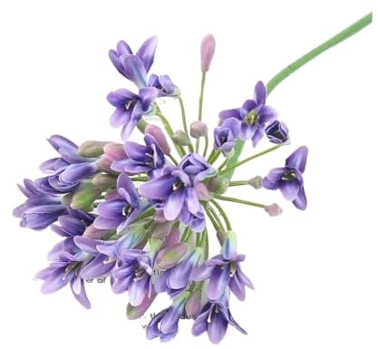 HUIJIQX 75 cm Agapanthus africano Gypsophila fiori artificiali lunghi rami foglie per la casa stanza festa decorazione arco fiori di nozze (viola)