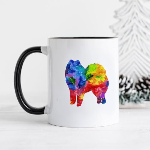 Tazas De Té Silueta De Perro Samoyedo, Personalizada Tazas Impresa Taza Cerámica Para Mamá Mujer Día De La Madre 330Ml