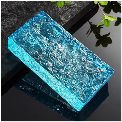 Briques de cristal rectangulaires, Briques de verre 20 x 10 x 5 cm, multicolores, transmission lumineuse, découpables, résistantes aux chocs, for cloisons de bureau et de maison(Blue-b)