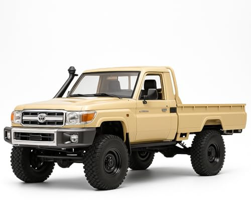RMT MODELS Toyota Land Cruiser - Coche teledirigido 1:12 | 4WD Crawler Pickup | Control 2.4 GHz 100 m | Luz LED | Li-Ion 7.4 V 500 mAh 30 min | RTR Juego completo Offroad (beige)