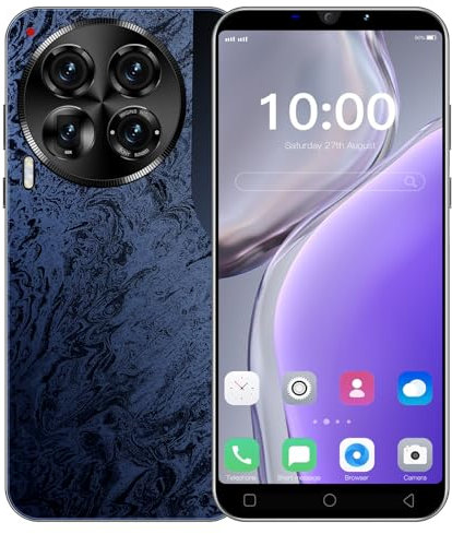 QrZrQ Téléphone Portable Pas Cher avec écran de 5,0 Pouces, Espace de Stockage de 16 Go (Extensible jusqu'à 128 Go), Double SIM débloquée, WiFi/Face ID Unlock Téléphone Portable（Dark Blue）