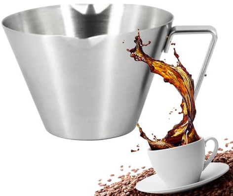 Misurino in metallo | Misuratore di liquidi,Resistente al calore in acciaio inox con due beccucci Tre scale & Maniglia Per Cucina Caffè Bevande Mixer