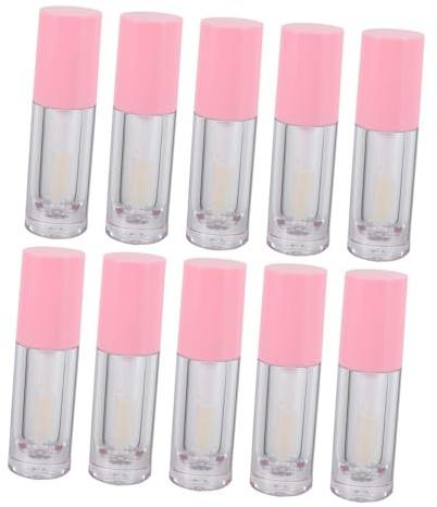 LIFKOME 10 Stück Teiliges Transparentes Lippenöl Reisebehälter mit Integriertem Pinselkopf Wiederverwendbare Leere Lipgloss Tuben zum Einfachen Nachfüllen und DIY Lippenpflege