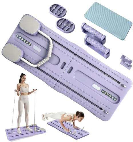 Roadtime 6-in-1 Foldable Pilates Reformer Board with Automatic Rebound | Ab Roller Core Trainer for Home Workout,Portable Pilates Equipment with Adjustable Resistance Rail,Full Body Exercise Machine