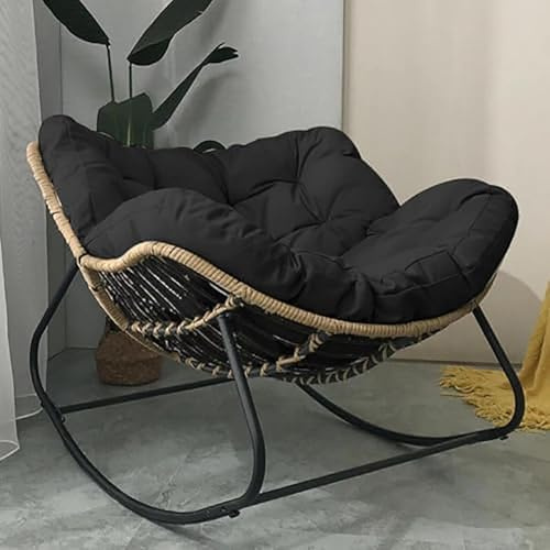Outdoor Patio Schaukelstuhl, gepolsterter Papasansessel, hält bis zu 204 kg, abnehmbares, waschbares Kissen, extra breiter Sitz, ideal für Wohnzimmer, Veranda, Rasen