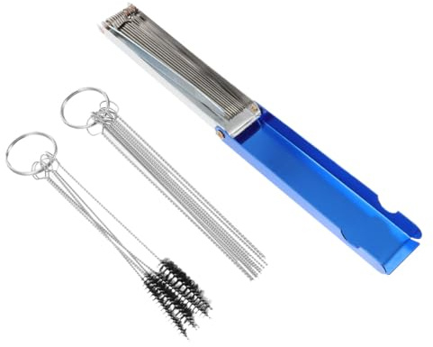 LOLIPPYY Kit Pulizia Carburatore Professionale Spazzole e Aghi in Acciaio Inox Strumento per Rimuovere Depositi Carboniosi Adatto per Moto Atv e Piccoli Motori Set Multi Utensili per