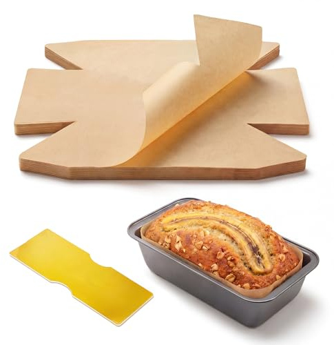 Bake Choice 100 Pcs Loaf Pan Liners for Baking Bread 9x5 Inch, Bread Pan Liners with Cardboard Formers, Non-Stick Pre Cut Unbleached Parchment Paper for Loaf Pan