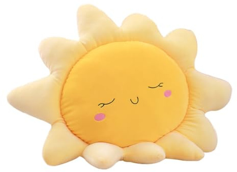 Kisangel Traversin Soleil Décoratif pour Garçon et Filles en Peluche Douce, Coussin Câlin Petit Format pour Canapé et Chambre, Décoratif Solaire Peluche Souriante, Présent Garçon et