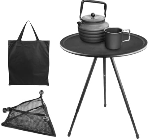 Générique Tables Pliantes pour Extérieur | Petite Table Ronde De Patio Camping Pliable,Table Ronde Portable Réglable pour Cuisine Voyage Terrasse Plage Barbecue Camping
