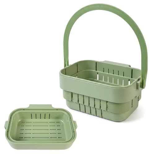 Shengxi Colador Fregadero Cocina Multifuncional, Colador Fregadero de Cocina Verde, Filtro Fregadero Extraible, Escurridor Fregadero de Plástico para Residuos y Verduras, Instalación Rápida