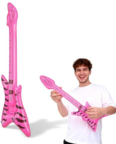 LALADEFIEE Strumento Musicale Gonfiabile Chitarra Rock in Pvc Leggera e Portatile Decorazione per Feste Disco Party e Cosplay Riproduzione Realistica 80s Colore Casuale