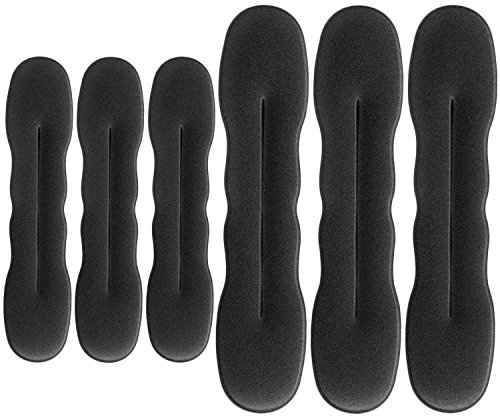 6 Stück Hair Bun Maker Upgraded Haarhalter Schwamm Clips Haar Styling Donut Brötchen Haar Twist Lockenwickler Donut Tools, 3 Große und 3 Kleine (Schwarz)