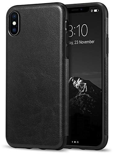 TENDLIN Kompatibel mit iPhone XS Max Hülle Leder und TPU Silikon Weiche Schutzhülle Kompatibel mit iPhone XS Max (Schwarz)