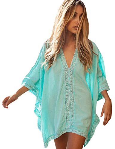 Beach Cover Ups Dresses Swimsuit Cover Up Dress Ladies Tunic Swim Coverups Womens V Neck Bikini Swimwear Beachwear Kaftan Pool Bathing Suit Sun Cover Ups Plus Size Lovely Oversized Summer Blouse