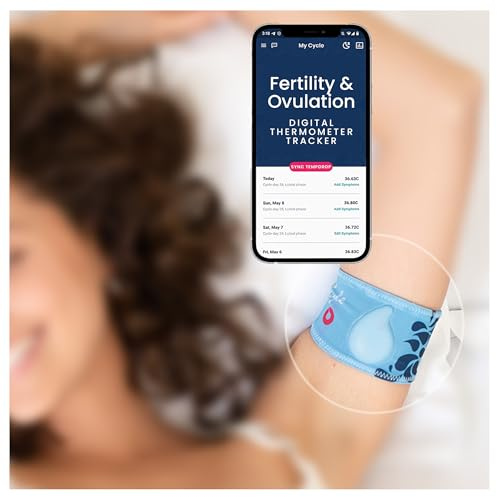 Tempdrop Fertility and Ovulation Digital Thermometer Tracker – Wearable Basal Body Temperature (BBT) Monitoring Sensor and Fertility Charting App Includes Comfortable Armband (S/M – 8.5-15.5 inch)